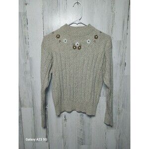 Classique Knit Wear Sweater Vintage Embroidered 14/16 Beige Floral